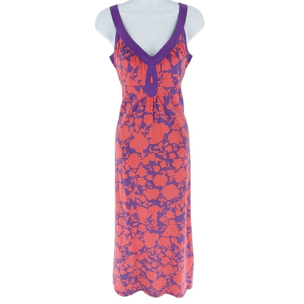Boden Dress Womens 6 Pink Purple Maxi Floral Sleeveless Jersey Knit Stretch Boho